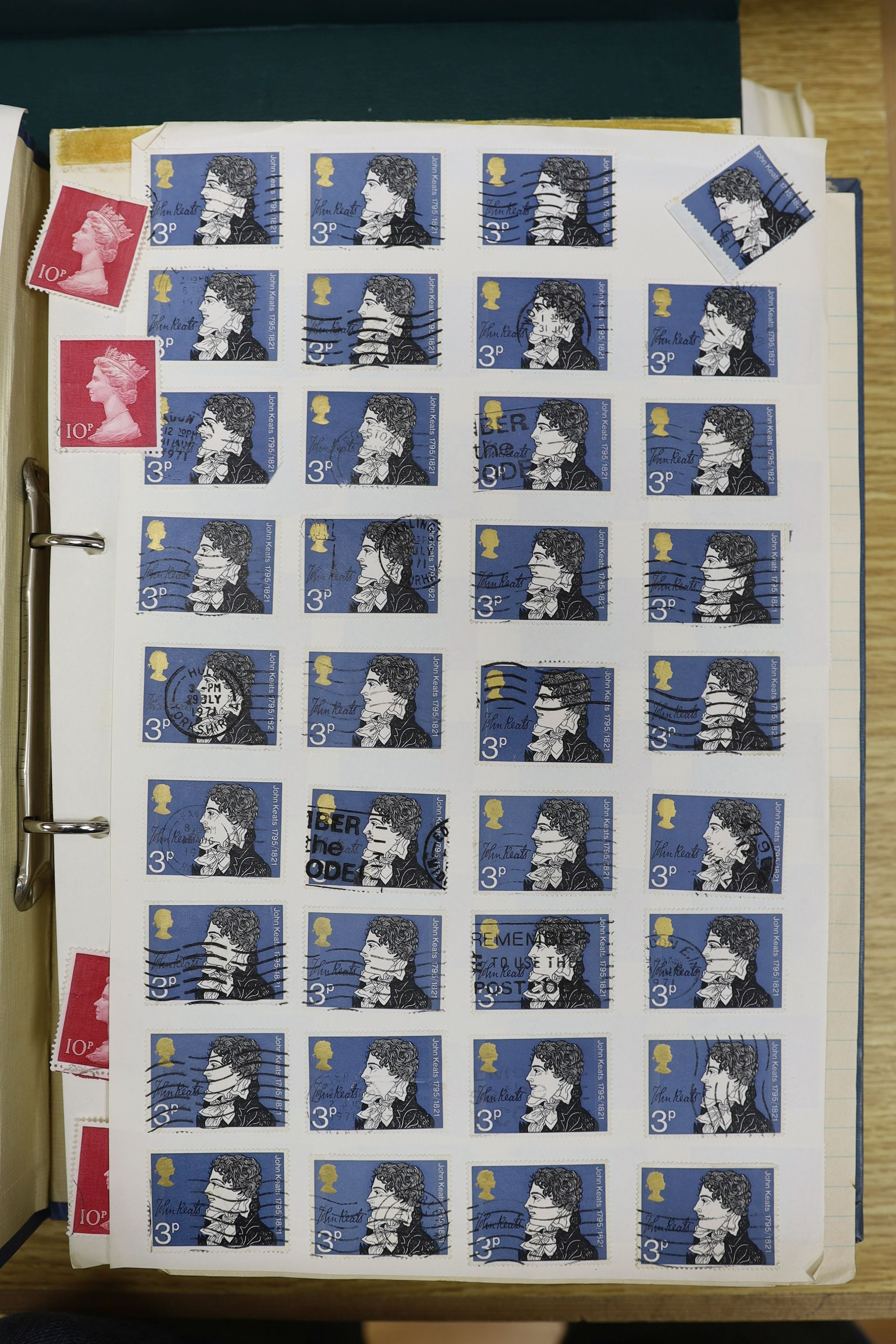 World stamps in albums, Great Britain, 1d Reds, Presentation packs, First Day Covers and loose